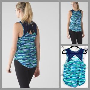 Lululemon Sculpt Tank Seven Wonder Hero Blue Mesh